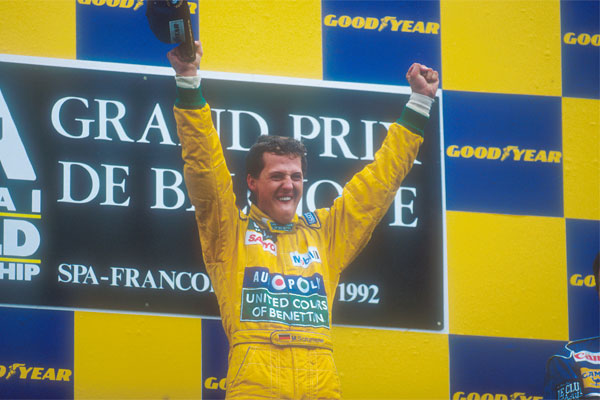 Michael Schumacher 1992de Belçika Grand Prixsinde podyumda